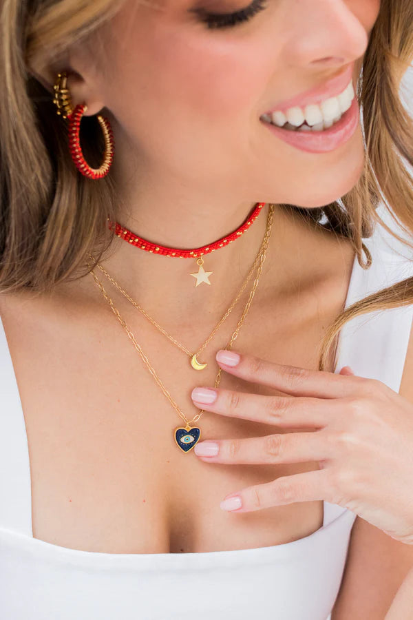 BLUE 42 HEART CHOKER